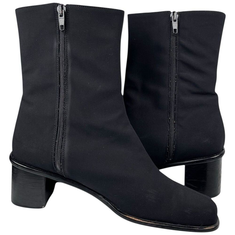 Stuart Weitzman Windy Gore-Tex Booties Black Square Toe Block Heel 9